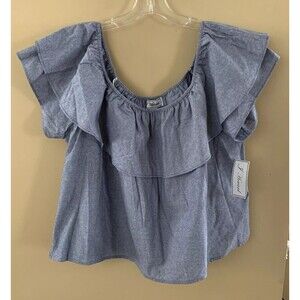 NWT JESSICA HOWARD WOMAN Size 22W Blue Off The Shoulder Blouse Top Shirt A3